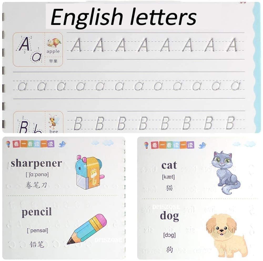 Sank Magic Practice Copybook, (4 Books + 10 REFILL+1 Pen +1 Grip) Number Tracing Book for Preschoolers with Pen, Magic Calligraphy Copybook Set
