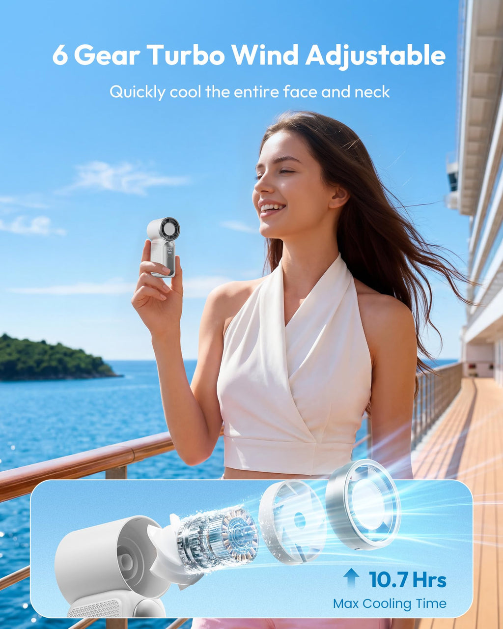 Portable Handheld Mini Fan, High Velocity Personal Fan with LED Display