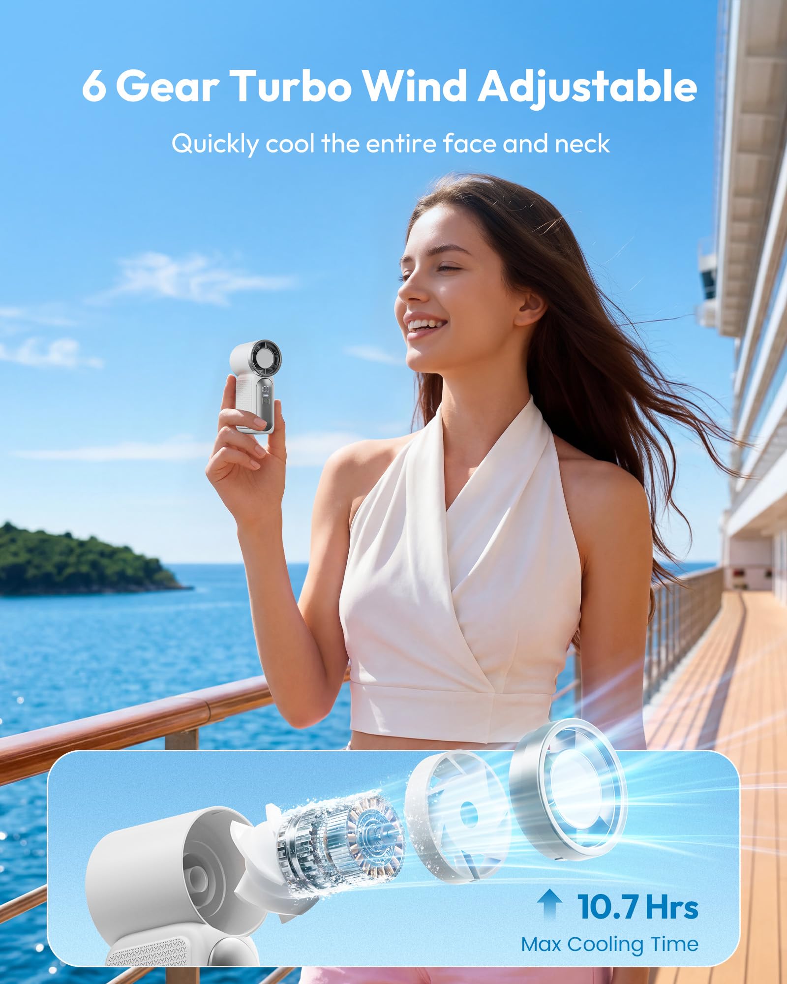 Portable Handheld Mini Fan, High Velocity Personal Fan with LED Display