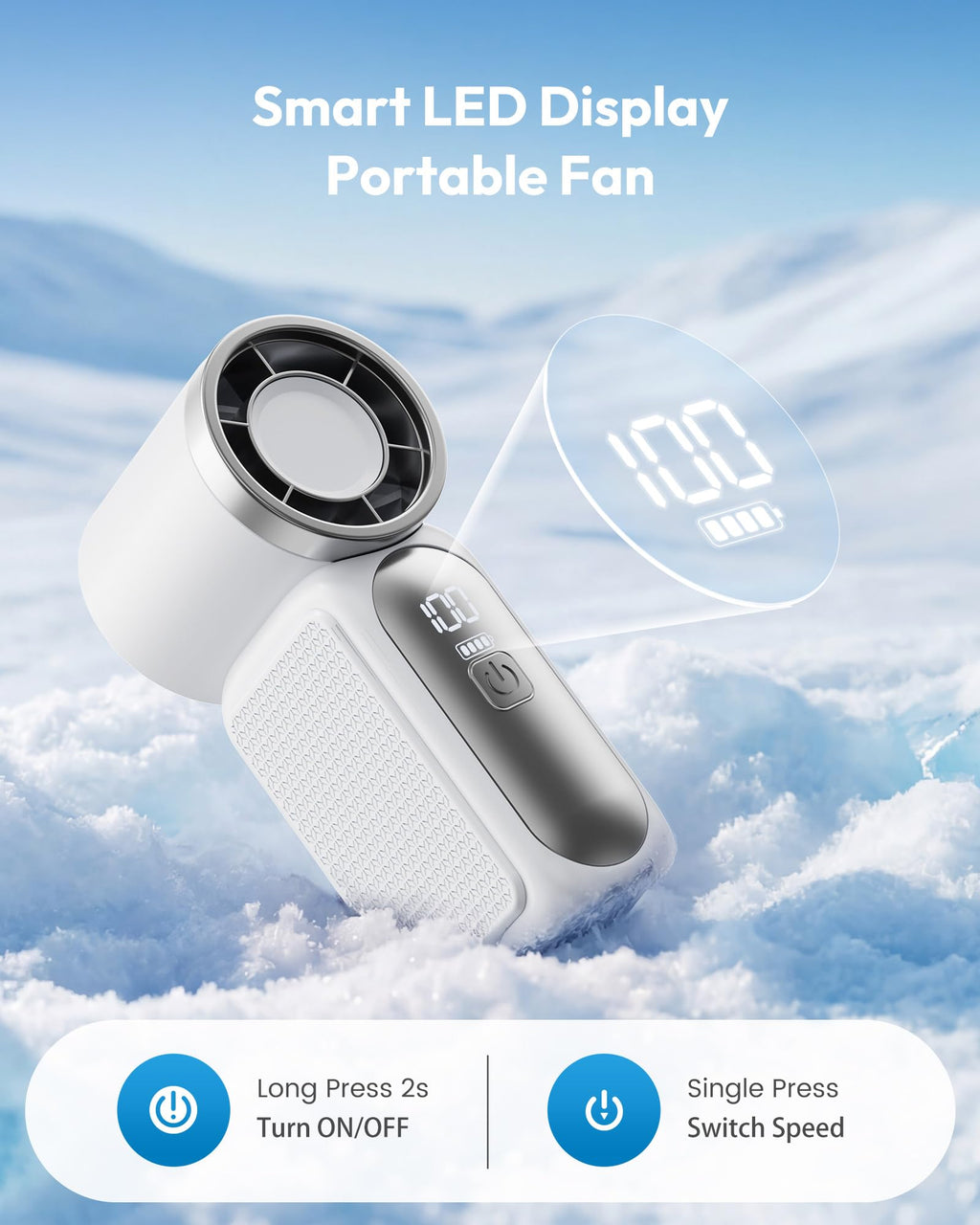 Portable Handheld Mini Fan, High Velocity Personal Fan with LED Display