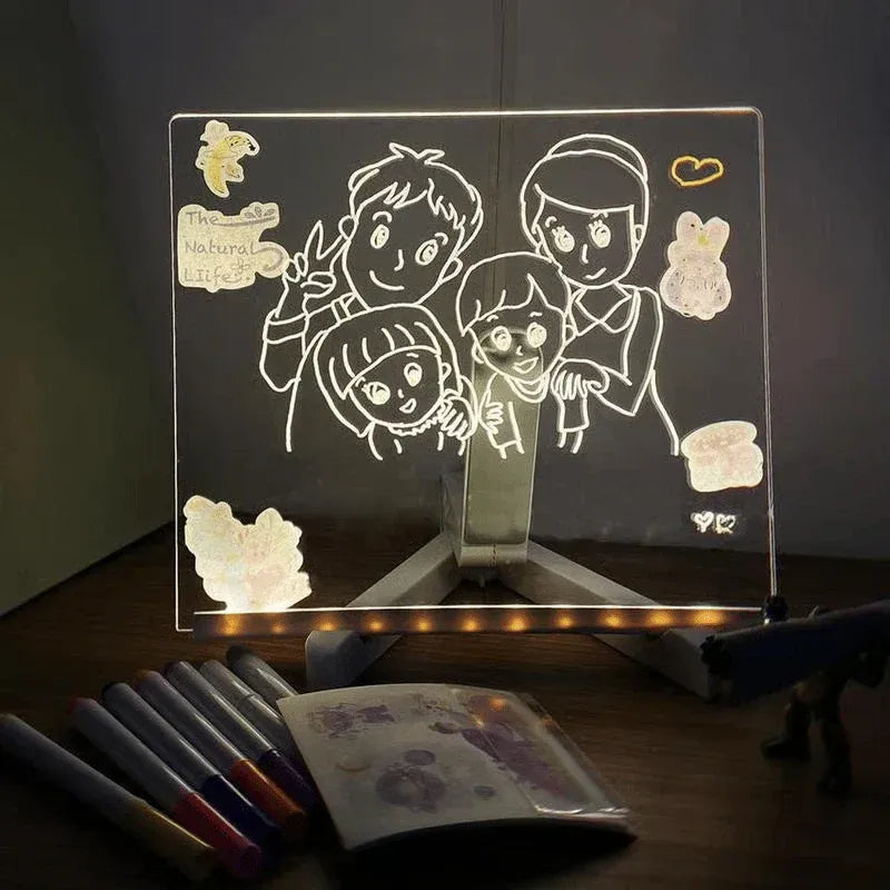 LED Glowing Drawing Board For Kids With Color Markers
