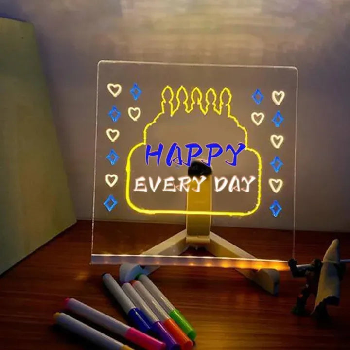 LED Glowing Drawing Board For Kids With Color Markers