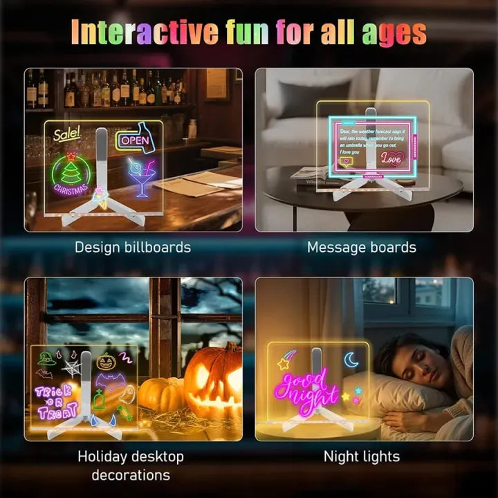 LED Glowing Drawing Board For Kids With Color Markers